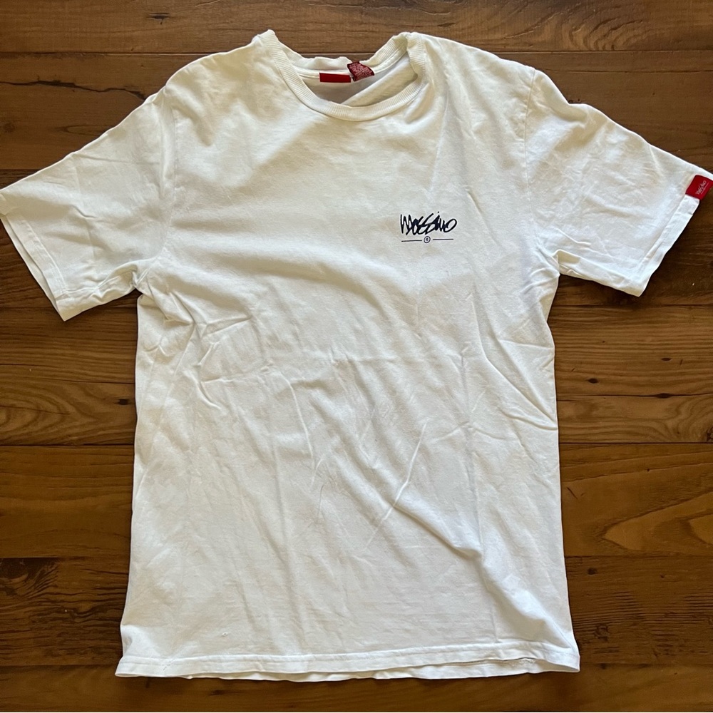 Mossimo T Shirt Vintage Y2K Streetwear Surf Skate Size Small White Double Sided